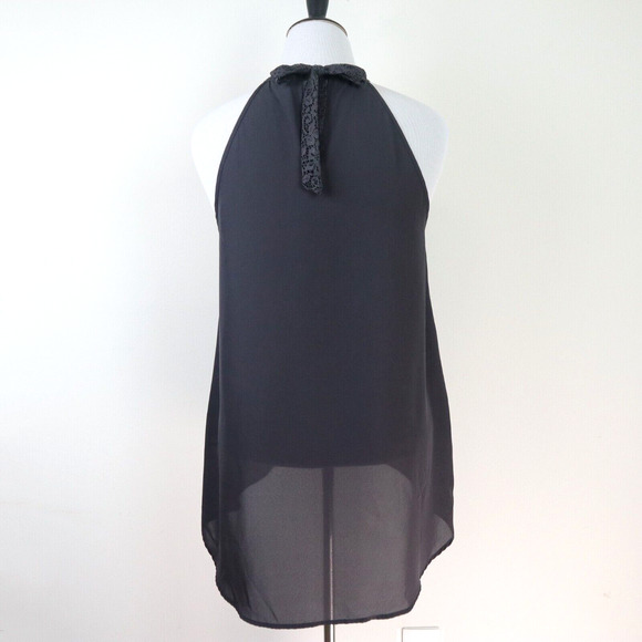 Torrid Size 0 / L Georgette Lace Inset Mock Neck Top Halter Gray - Picture 5 of 10